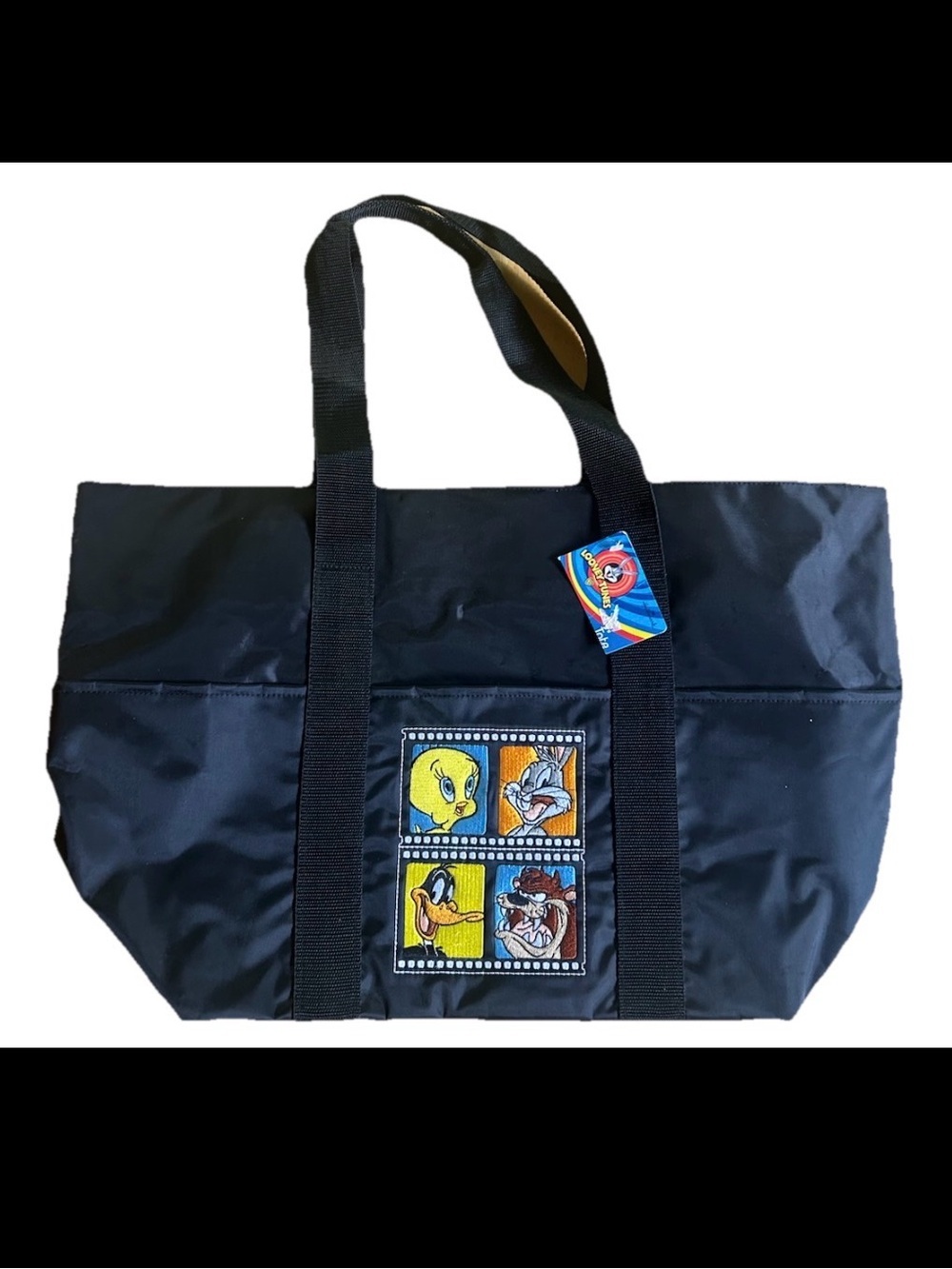 Looney Tunes Black Tote Bag Tweety Bugs Bunny Daffy Duck Tasmanian Devil